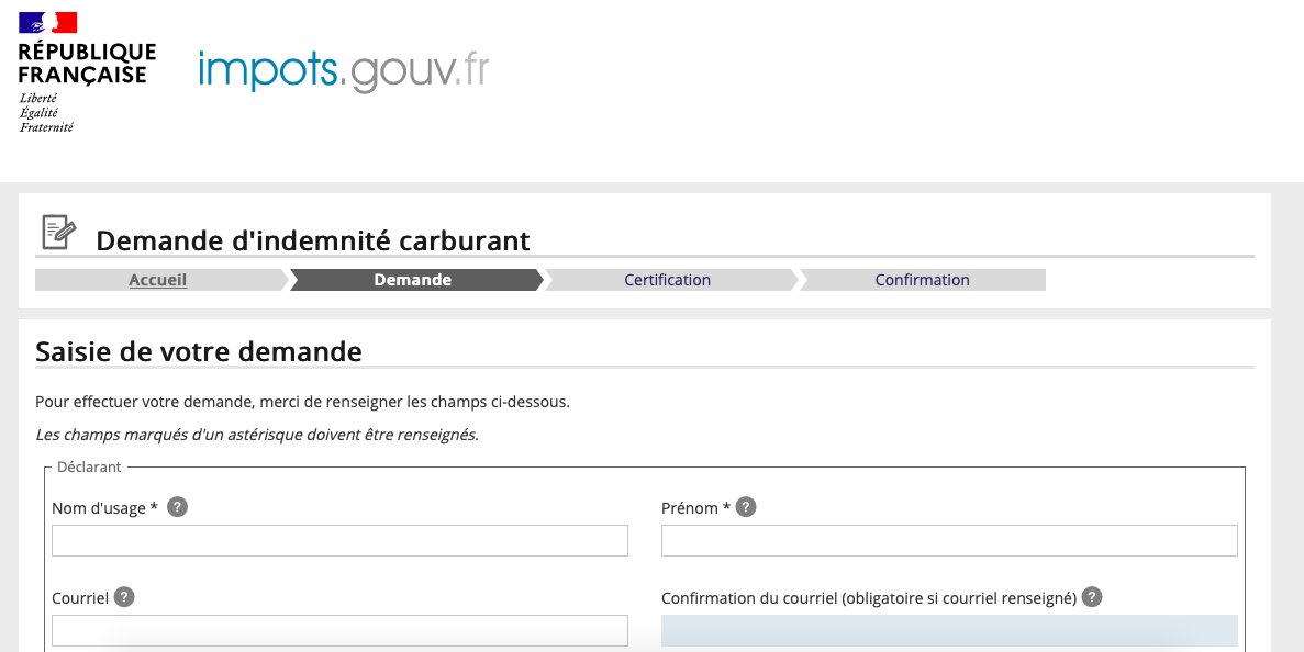 Indemnité carburant 100€ comment faire la demande en ligne ?