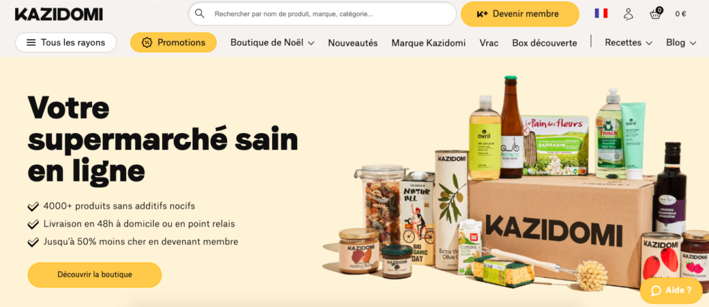 Kazidomi — marketplace bio belge. 20 euros offerts sur l'adhésion avec le code MELLES20