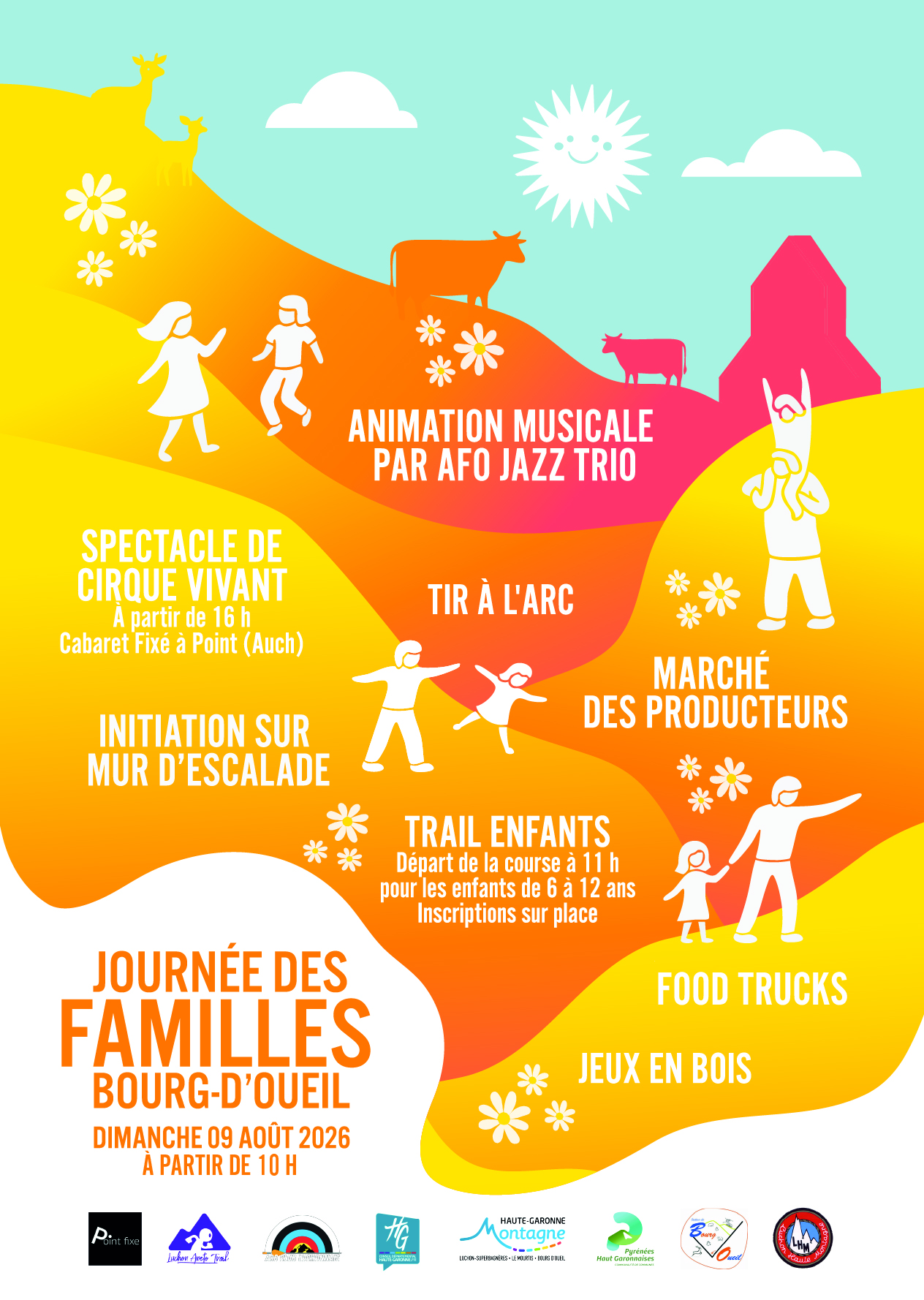 Affiche officielle Journée des Familles Bourg-d'Oueil 9 août 2026.