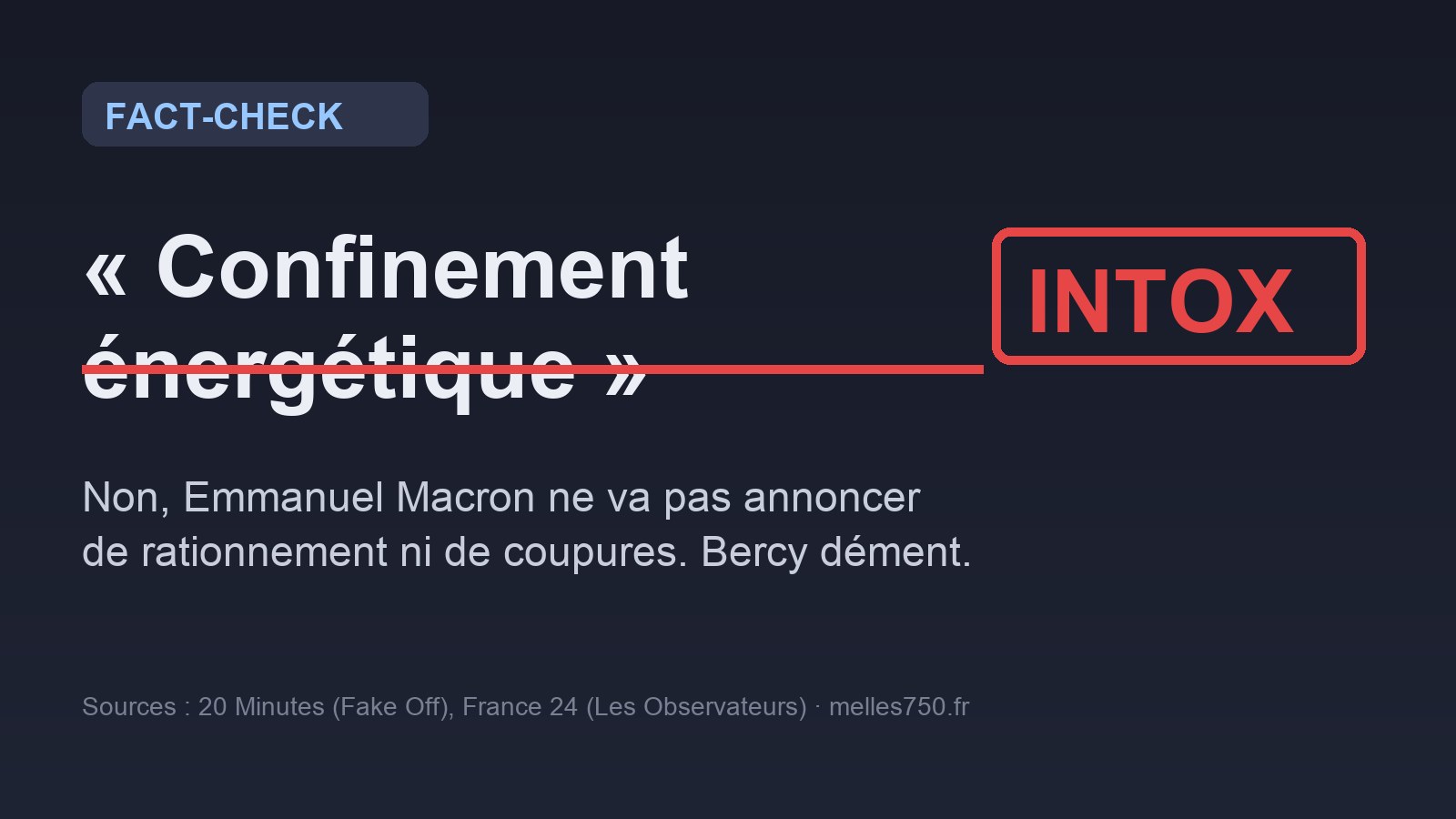 Non, Macron ne va pas annoncer un « confinement énergétique » ce jeudi