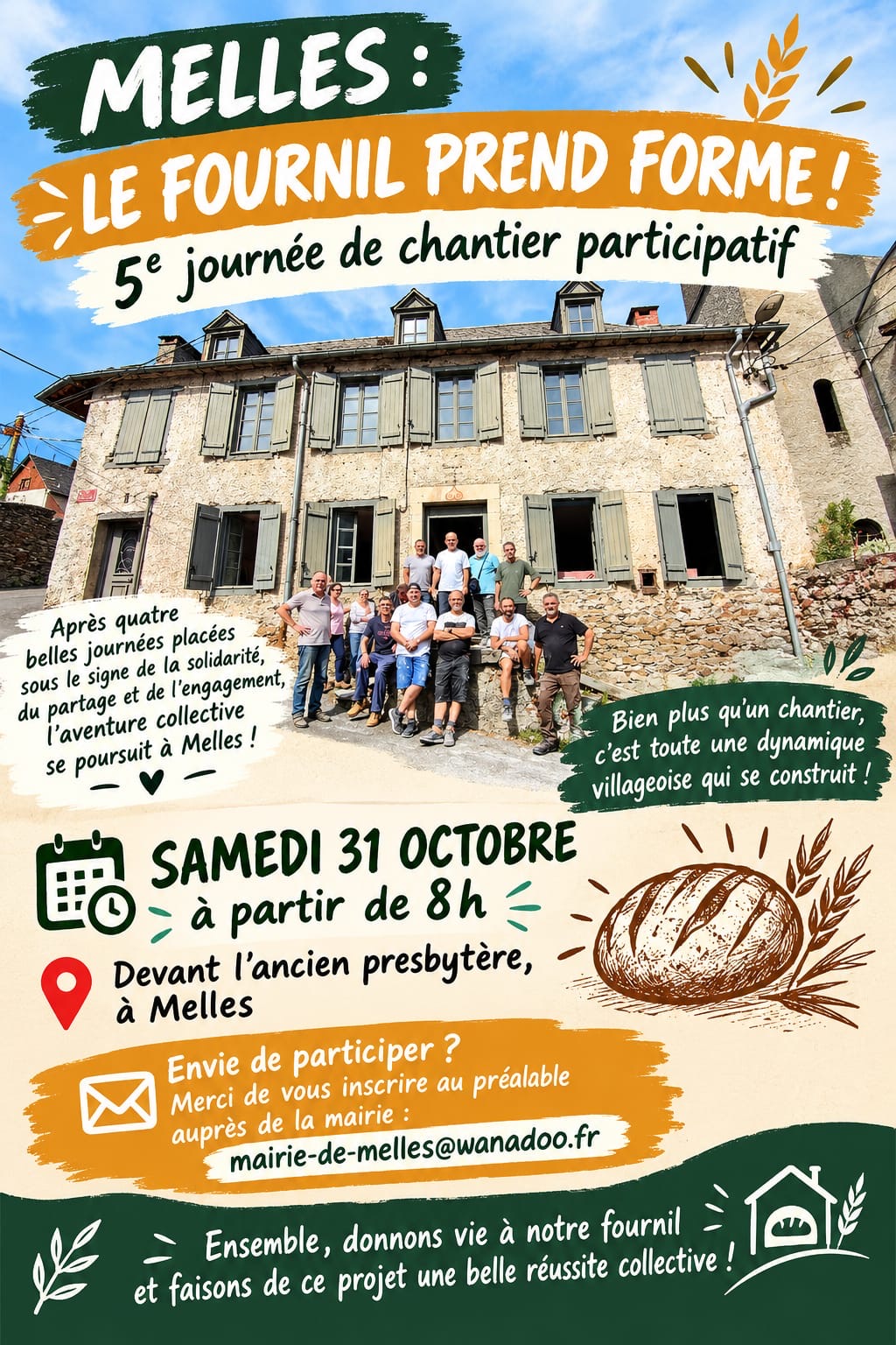 Fournil de Melles : 5e journée de chantier participatif le 31 octobre