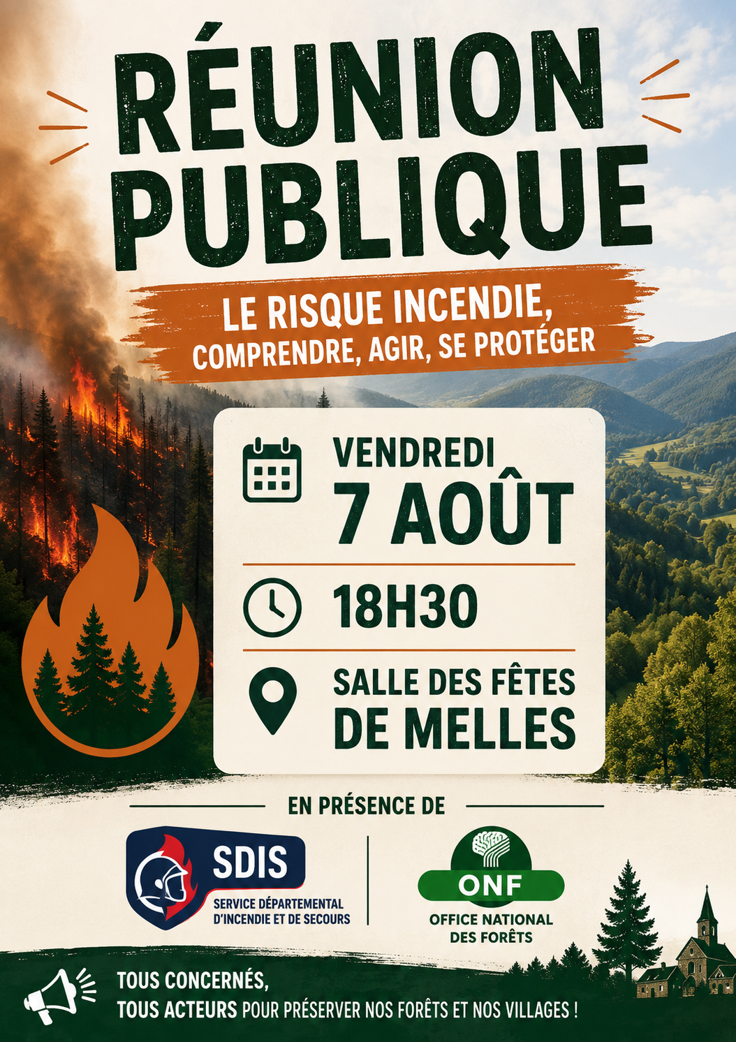 Réunion publique sur le risque incendie le vendredi 7 août à Melles