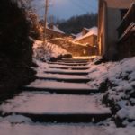 Rue piétonne Melles sous la neige
