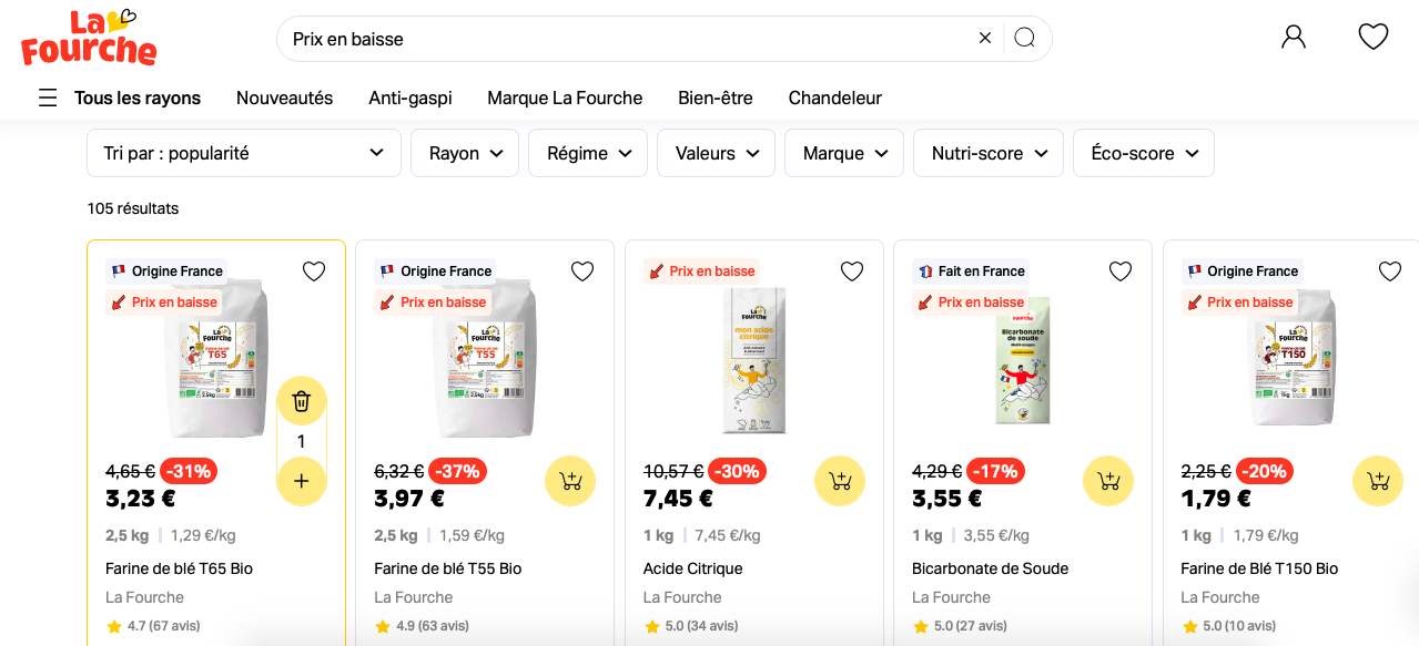 La Fourche baisse de prix Bio