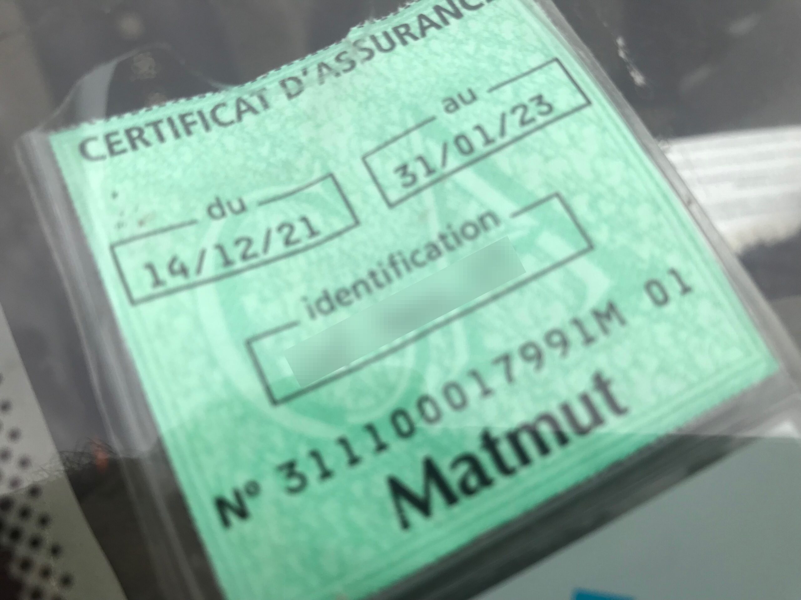 Mémo assurance carte verte assurance