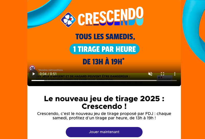 Crescendo jeu FDJ 8 novembre 2025
